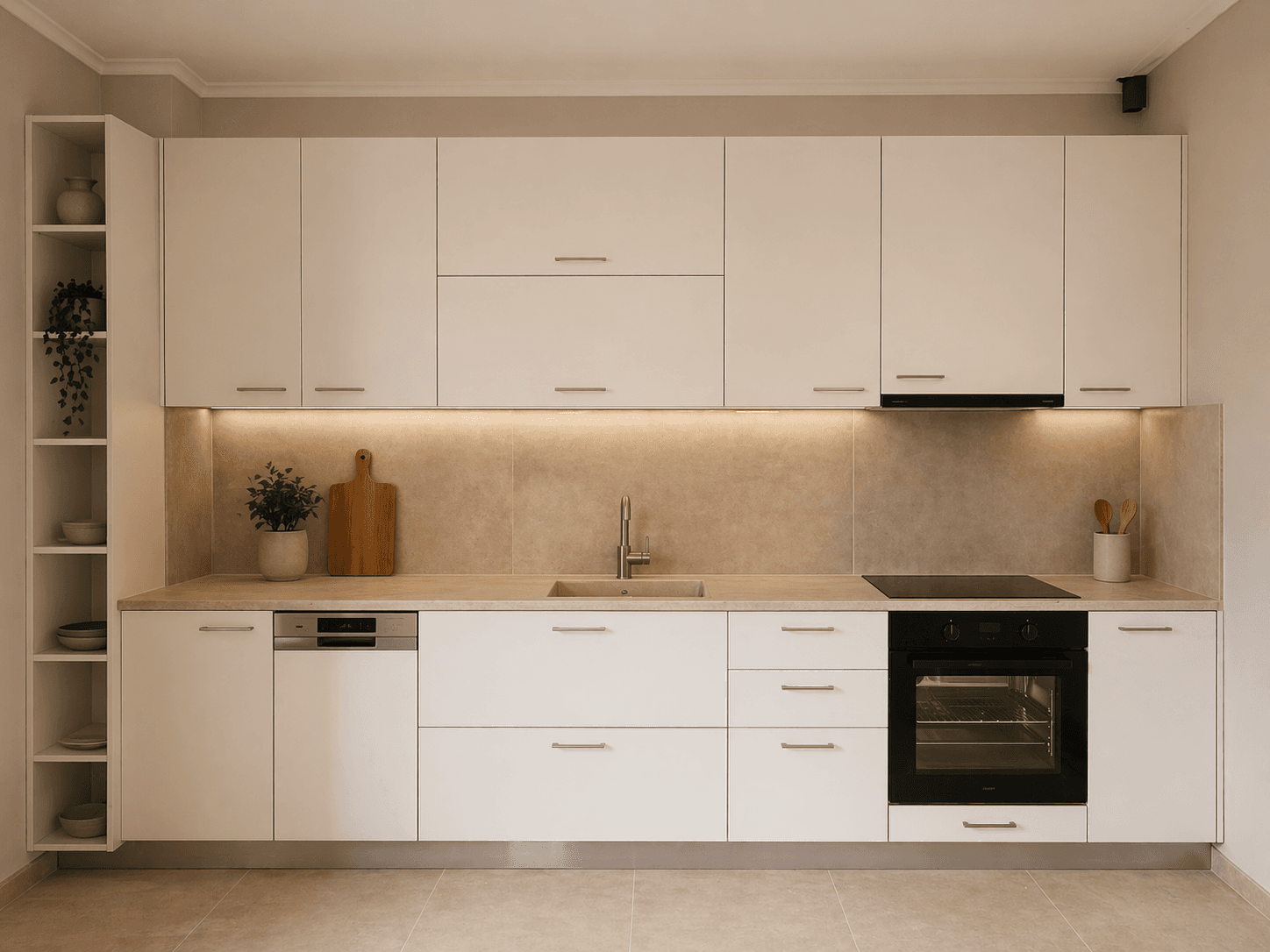 Minimalistische Küche in Warmen Tönen