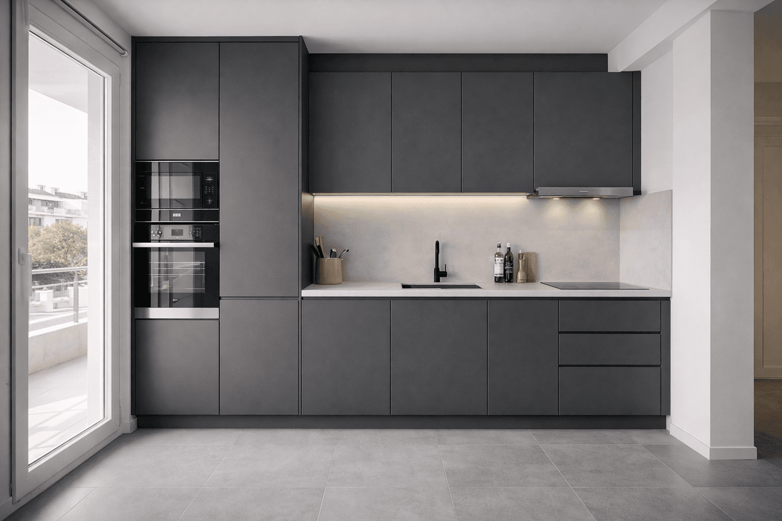 Κουζίνα σε Γκρι Μελαμίνη